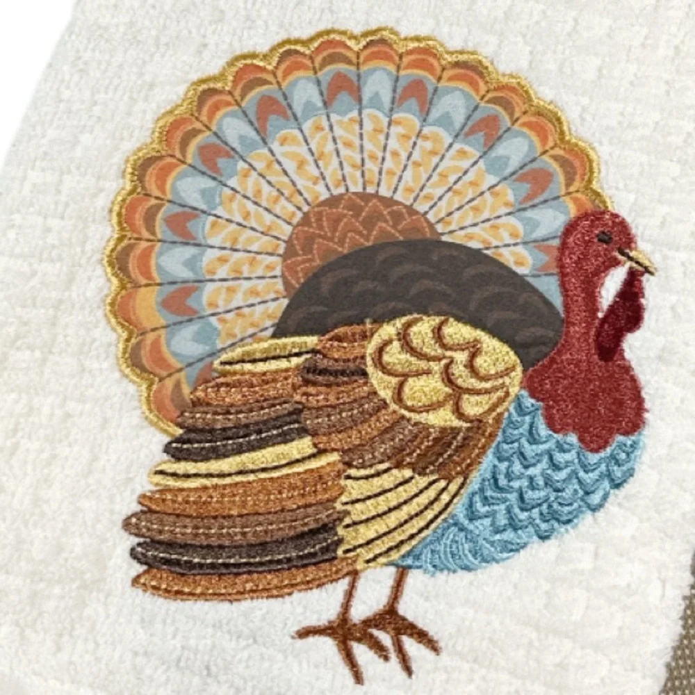 NEW Cupcakes & Cashmere THANKSGIVING TURKEY Kitchen Towel Set/2